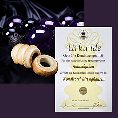 Urkunde GOLD-PRÄMIERUNG Orangenbaumkuchen durch die Konditoreninnung